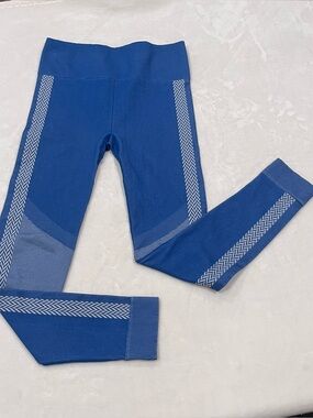 FABLETICS High Waisted Seamless Check Leggings Blue Women Size M